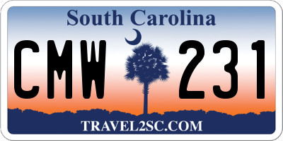 SC license plate CMW231