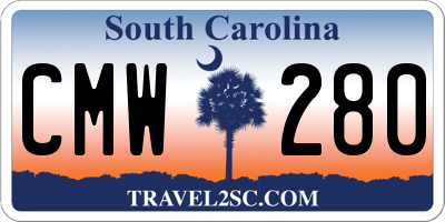 SC license plate CMW280