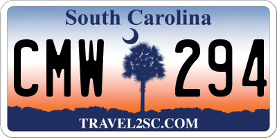 SC license plate CMW294