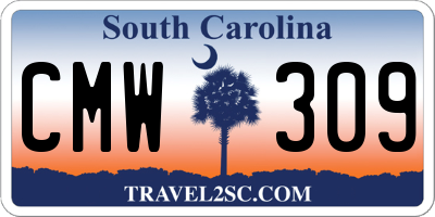 SC license plate CMW309