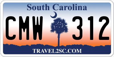 SC license plate CMW312