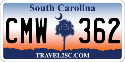 SC license plate CMW362