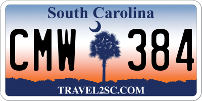 SC license plate CMW384