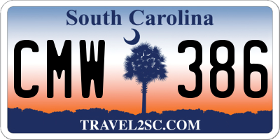 SC license plate CMW386