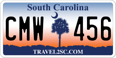 SC license plate CMW456