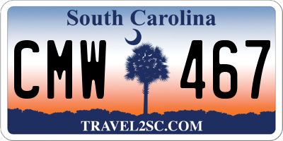 SC license plate CMW467