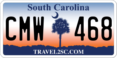 SC license plate CMW468