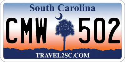 SC license plate CMW502
