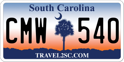 SC license plate CMW540
