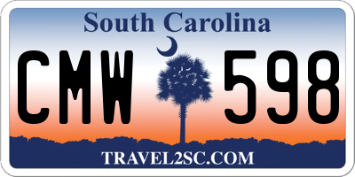 SC license plate CMW598