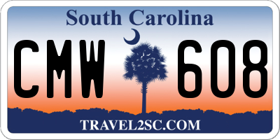 SC license plate CMW608