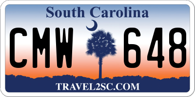 SC license plate CMW648
