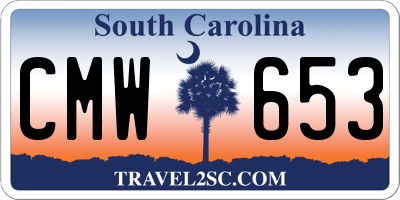 SC license plate CMW653
