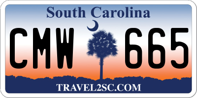 SC license plate CMW665