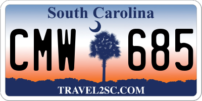 SC license plate CMW685
