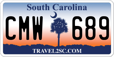 SC license plate CMW689