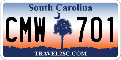 SC license plate CMW701