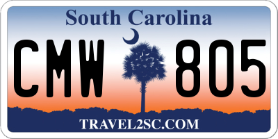 SC license plate CMW805