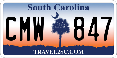 SC license plate CMW847