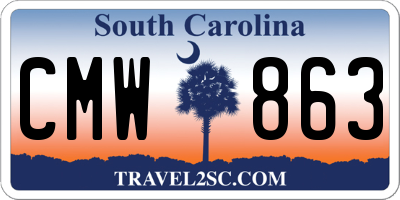 SC license plate CMW863