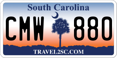 SC license plate CMW880
