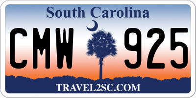 SC license plate CMW925