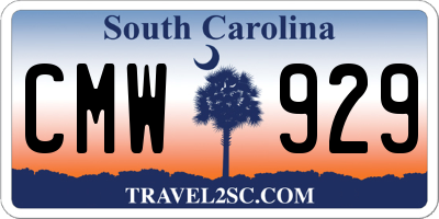 SC license plate CMW929
