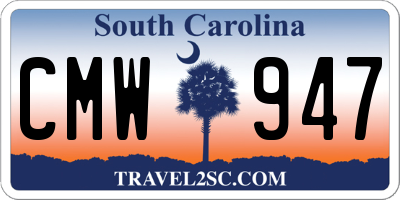 SC license plate CMW947