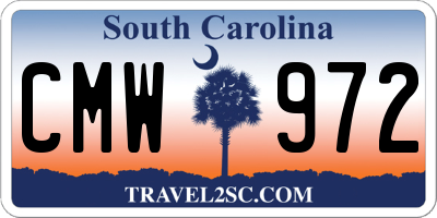 SC license plate CMW972