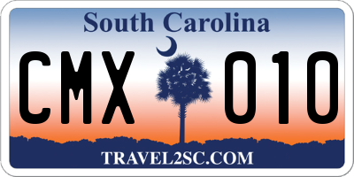 SC license plate CMX010