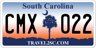 SC license plate CMX022