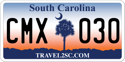SC license plate CMX030