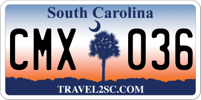 SC license plate CMX036