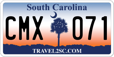 SC license plate CMX071
