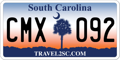 SC license plate CMX092