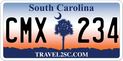 SC license plate CMX234