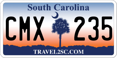 SC license plate CMX235