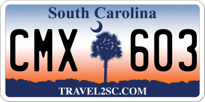 SC license plate CMX603