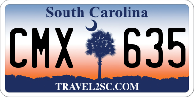 SC license plate CMX635