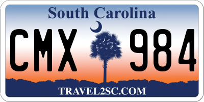 SC license plate CMX984
