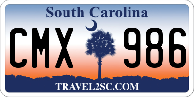 SC license plate CMX986