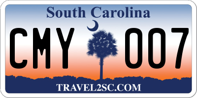 SC license plate CMY007