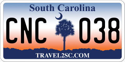 SC license plate CNC038
