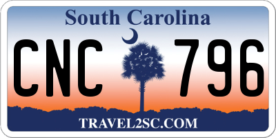 SC license plate CNC796
