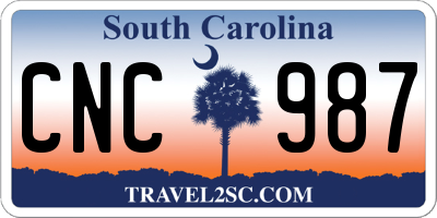 SC license plate CNC987