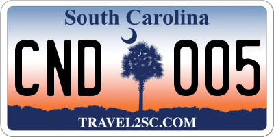 SC license plate CND005