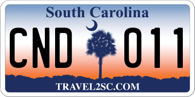 SC license plate CND011