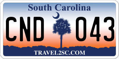 SC license plate CND043