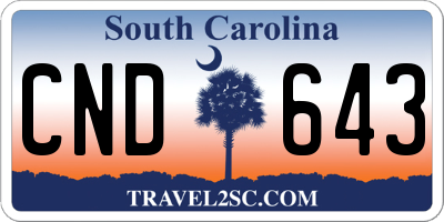 SC license plate CND643