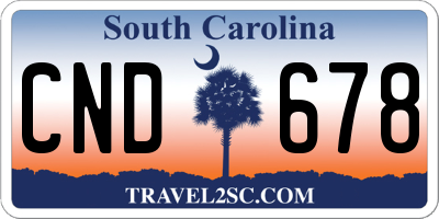 SC license plate CND678